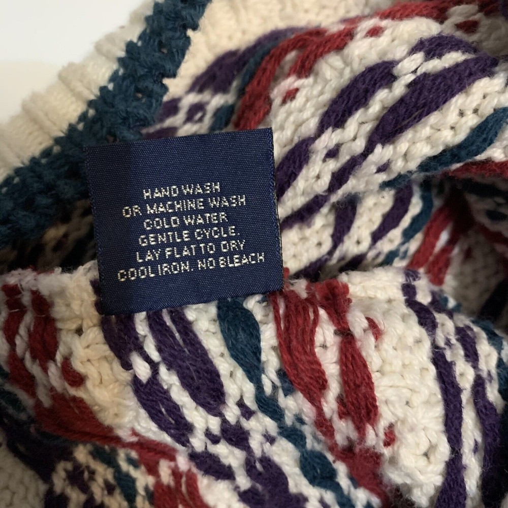 OLD GLORY MEN Medium 100% COTTON GEOMETRIC PULLOVER SWEATER MADE In The USA - Picture 6 of 10